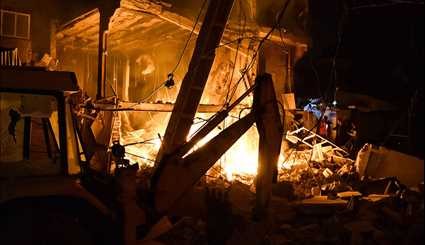 انفجار شدید گاز و آتش سوزی در منطقه باغ شیخ اهواز/ تصاویر