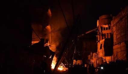 انفجار غازي قوي يخلف حريقا في منطقة باغ شيخ في محافظة الاهواز الايرانية