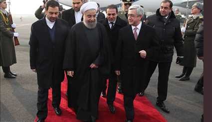 استقبال رسمی رییس جمهوری ارمنستان از روحانی/ تصاویر
