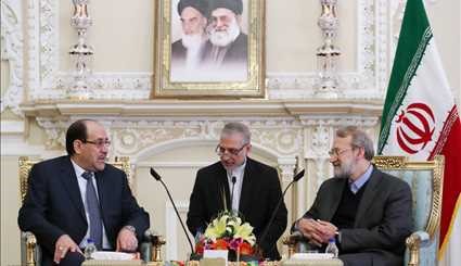 دیدار نوری المالکی با رئیس مجلس شورای اسلامی | تصاویر