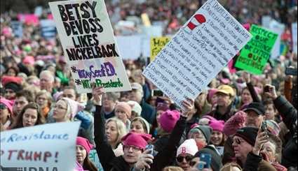 تظاهرات زنان واشنگتن علیه ترامپ | تصاویر