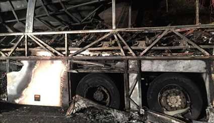 آتش گرفتن اتوبوس مدرسه در ایتالیا | تصاویر