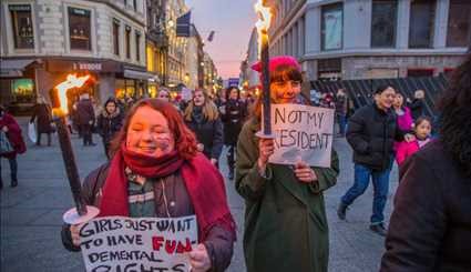 تظاهرات زنان در شهرهای مختلف جهان علیه ترامپ‎ | تصاویر