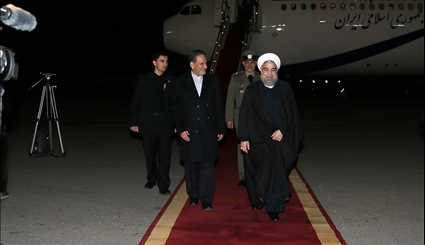 بازگشت رئیس جمهور از کویت و ورود به تهران/ تصاویر