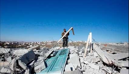 تخریب منزل مسکونی در رام الله توسط ارتش رژیم صهیونیستی/ تصاویر