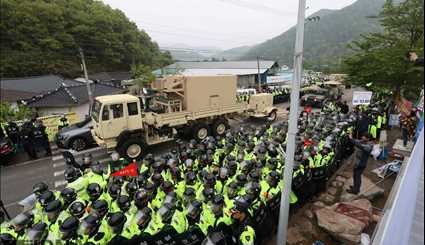 کره جنوبی/استقرار سامانه موشکی آمریکا تحت تدابیر شدید امنیتی/ تصاویر