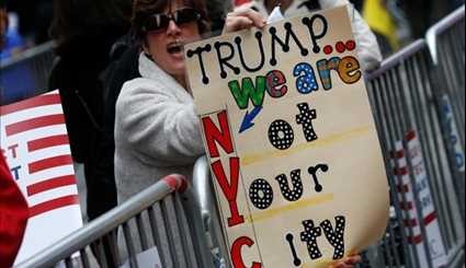 Anti-Donald Trump Protesters Greet US President on First Visit Home