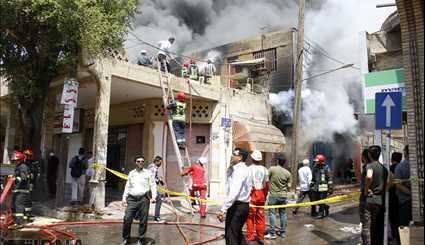 آتش سوزی در پاساژ رضوان اهواز/ تصاویر