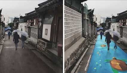 لوحات رائعة تنبض بالحياة تظهر في الشوارع عند هطول المطر