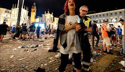 1000 تن زخمی بر اثر ازدحام جمعیت در تورین ایتالیا | تصاویر