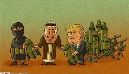 اولین در آمد ترامپ از عربستان برای آمریکایی ها - رئیس جمهور یا تاجر اسلحه؟! | کاریکاتور