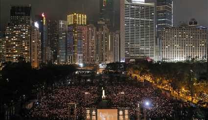 مراسم سالگرد حادثه میدان تیانانمن در هنگ کنگ | تصاویر