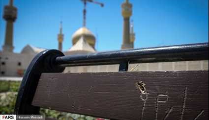 بالصور.. آثار الاعتداء الارهابي على مرقد الامام الخميني (رض) جنوب طهران