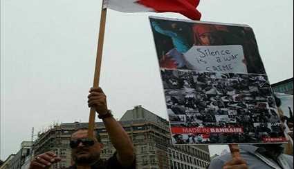 وقفة احتجاجية على ممارسات آل خليفة بالبحرين أمام مقر الاتحاد الأوروبي في بلجيكا