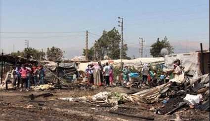حريق آخر يدمر مخيم للاجئين السوريين في لبنان