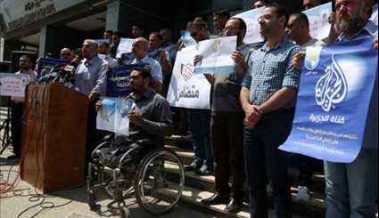 صحافيون فلسطينيون يحتجون ضد الرقابة الإعلامية الإسرائيلية