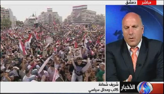 تظاهرات دمشق : تاييد الاسد ورفض التدخل الخارجي