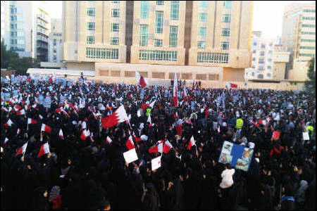 تجمع معترضان بحرینی مقابل دفتر سازمان ملل در منامه