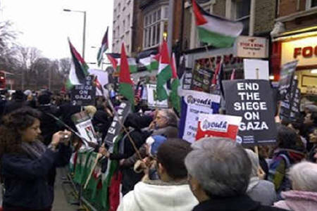 تظاهرات درلندن درسالگرد حمله به غزه