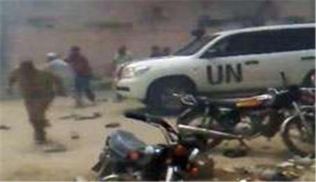 انفجار يستهدف قافلة المراقبين في دوما قرب دمشق