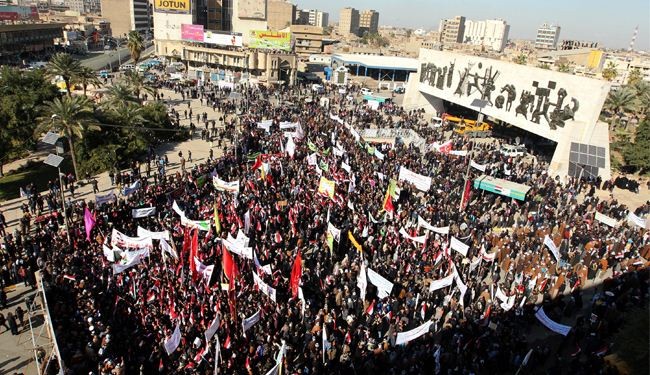 آلاف العراقيين يتظاهرون دعما للحكومة وضد الفتنة