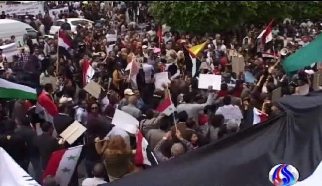 تظاهرات گسترده تونسی ها در حمایت از دولت سوریه