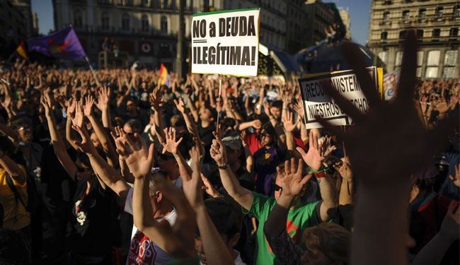 تظاهرات في إسبانيا ضد استمرار الأزمة المالية