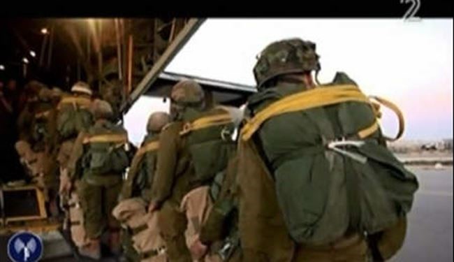 تمرین چتربازان صهیونیست برای فرود در سوریه