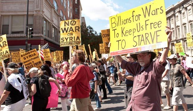تظاهرات بی سابقه مردم آمریکا در حمایت از سوریه