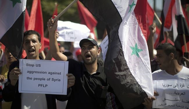 تظاهرة في غزة للمطالبة برفض العدوان على سوريا