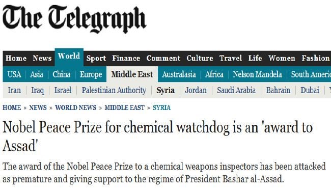 جایزه نوبل صلح به بشار اسد رسید!