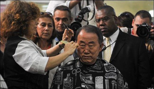 دبیرکل سازمان ملل متحد در آرایشگاه عمومی ! + عکس