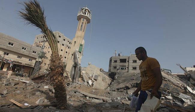 تخریب کامل یک مسجد در بمباران غزه