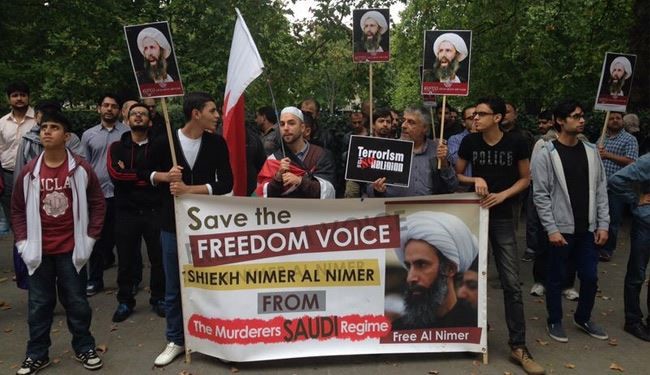 مسيرة إحتجاجية في لندن دعما لآية الله الشيخ نمر النمر