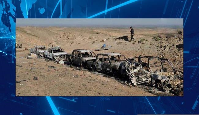 انهدام خودروهای داعش با سامانه‌های روسی