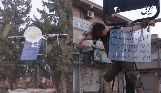 داعش دو نفر را در حلب به صلیب کشید + عکس