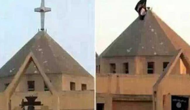 پرچم داعش به‌جای صلیب کلیساهای نینوا
