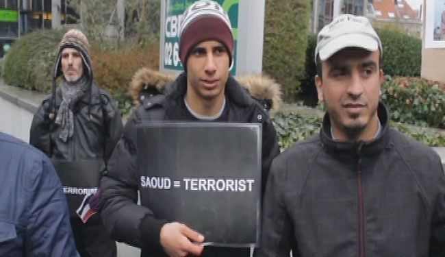 تجمع معترضان جلوی سفارت عربستان در بلژیک
