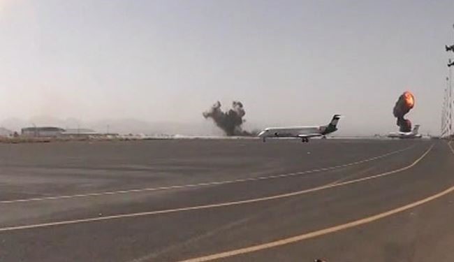 بمباران فرودگاه صنعا مانع فرود هواپیما های کمک رسان شد