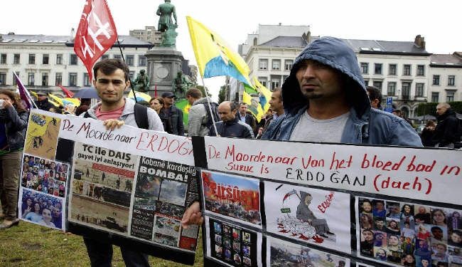 اكراد يتظاهرون في بروكسل تنديدا بالغارات التركية