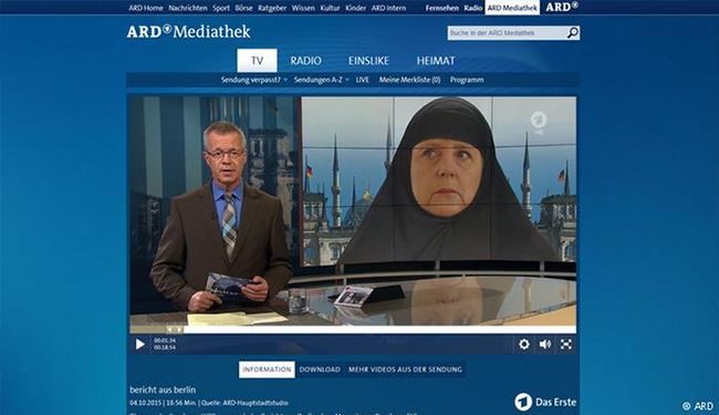 عکس جنجالی مرکل در تلویزیون آلمان با حجاب!