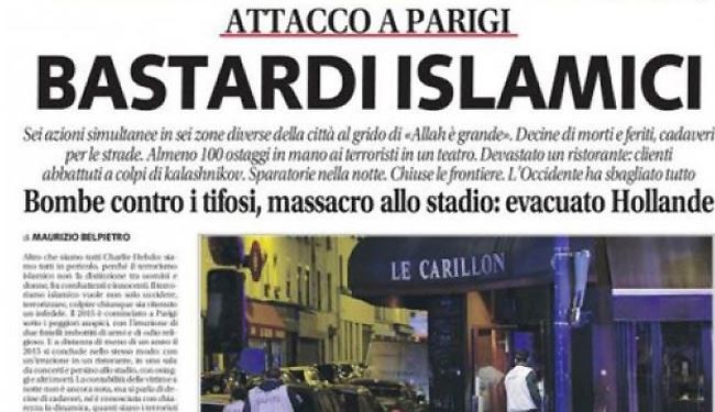 صحيفة إيطالية تهاجم المسلمين وتصفهم 