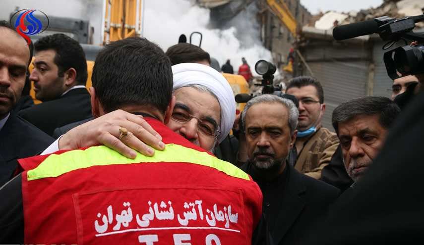 بالصور/ روحاني: ينبغي الانحناء اجلالا وتكريما لرجال الاطفاء والاغاثة