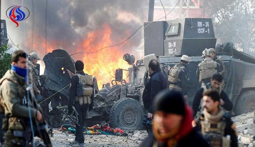 تصاویر ... دو حملۀ انتحاری شرق موصل را هدف قرار داد
