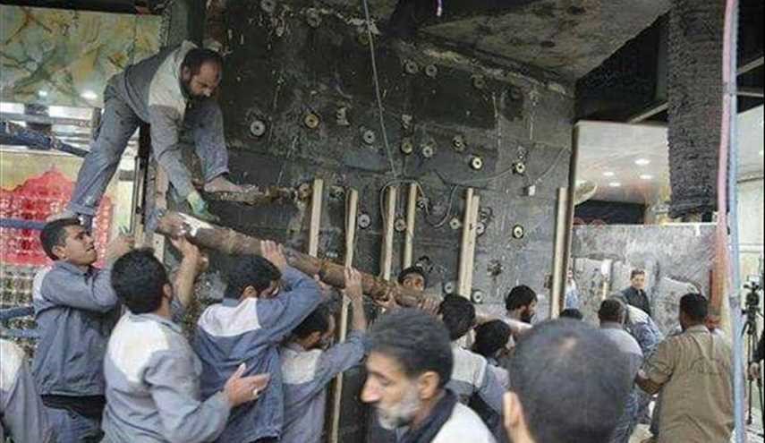 بالصور..ترميم قبة ضريح الامام الحسين ( ع ) في كربلاء المقدسة