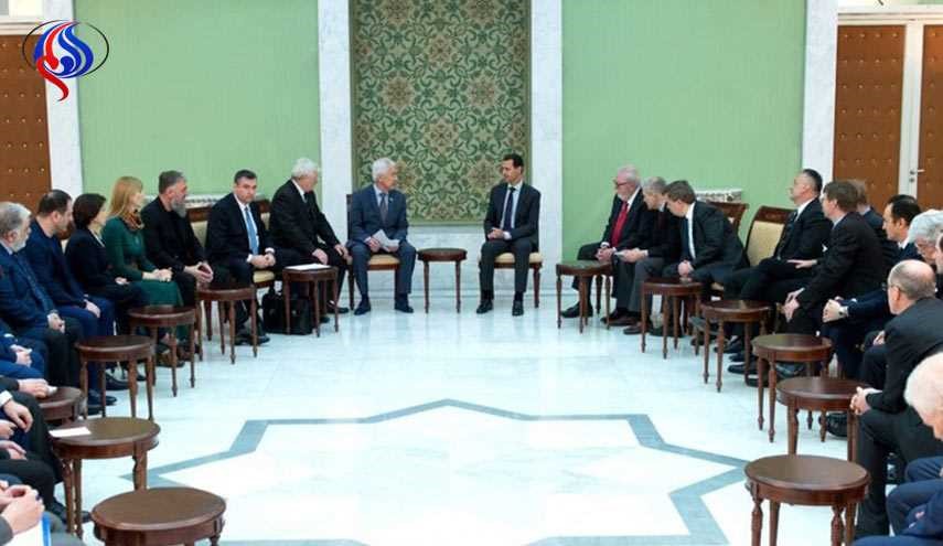 الرئيس الاسد يستقبل وفدا برلمانيا روسيا وأوروبيا