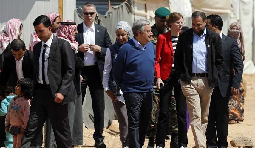 تصاویر؛ دبیرکل سازمان ملل در اردوگاه آوارگان سوری