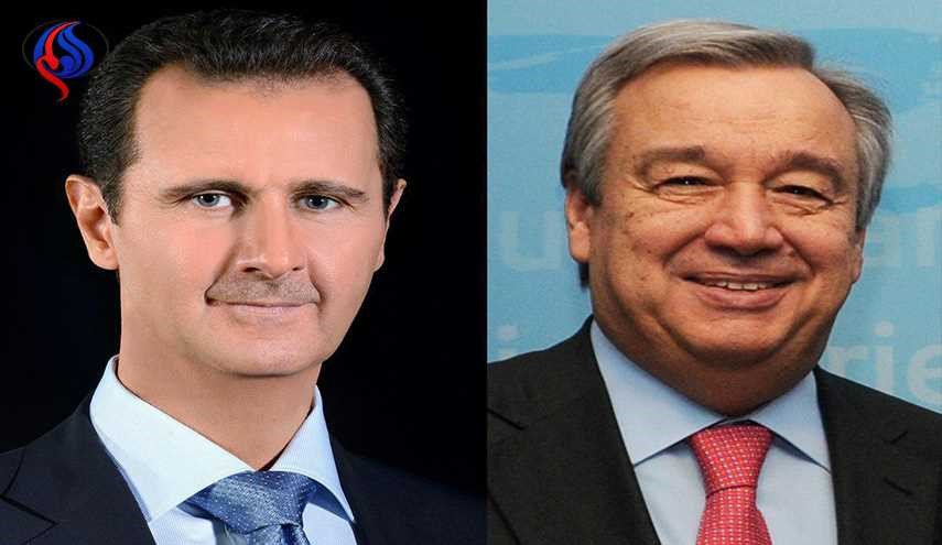 الرئيس الأسد يتلقى برقية تهنئة من الامين العام للامم المتحدة