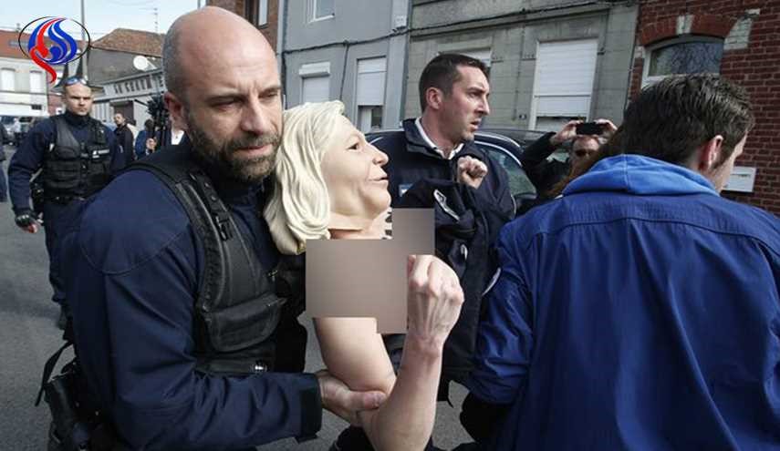 مارین لوپن، «برهنه» در شعبۀ رأی‌گیری دستگیر شد