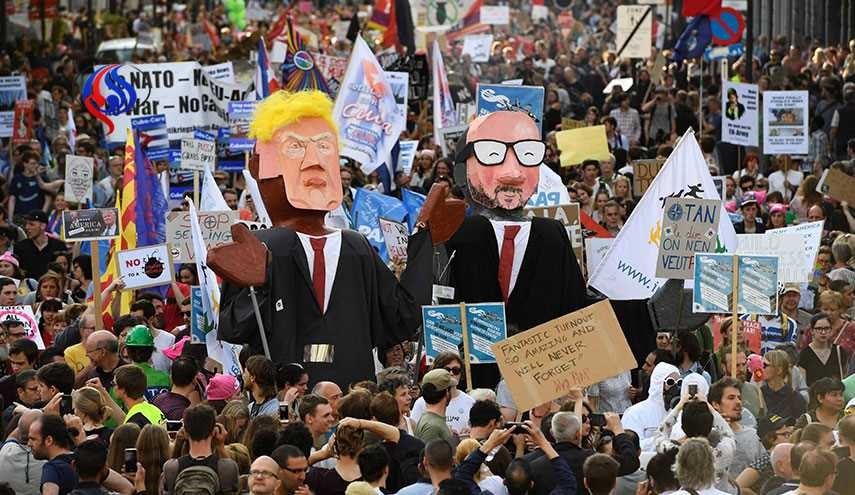 ورود جنجالی ترامپ به بروکسل +عکس
